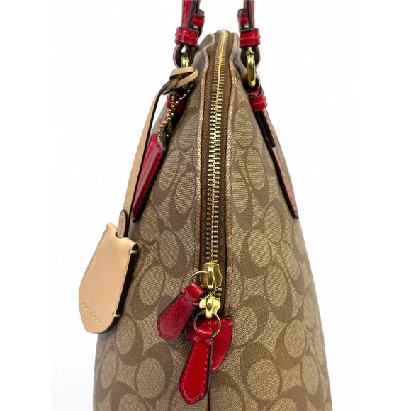 Coach Peyton Signature Cora Dome Coated Canvas Satchel Bag - Picture 10 of 16